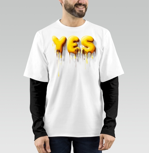 Фотография футболки Объемные желтые капающие буквы да Yes