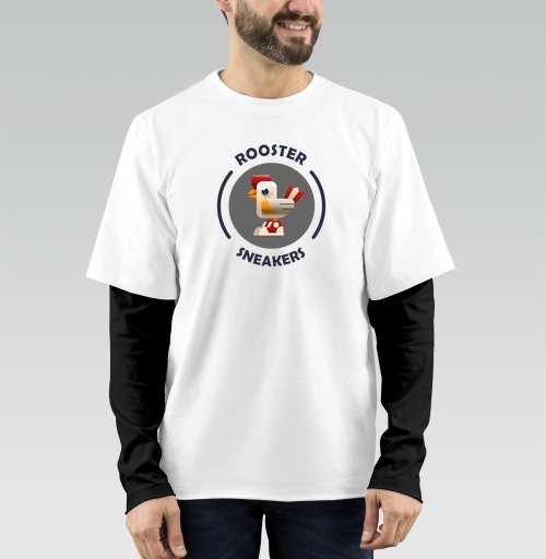 Фотография футболки Логотип ROOSTER Sneakers с петухом в кроссовках