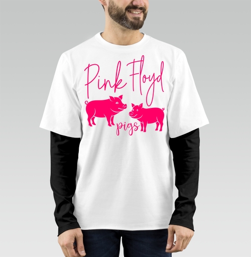 Фотография футболки Два Розовых Поросят Играющий Слова Pink Floyd pigs