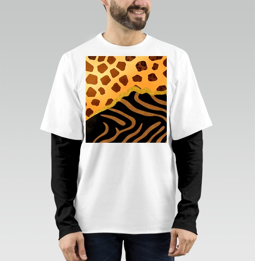 Фотография футболки Golden animal print / Золотой анималистичный паттерн зебры и жирафа