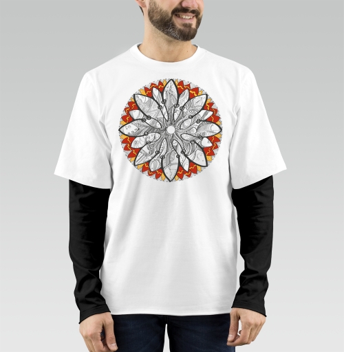 Фотография футболки Mandala/Мандала симметричный зентангл узор для созерцания медитативного черно белого