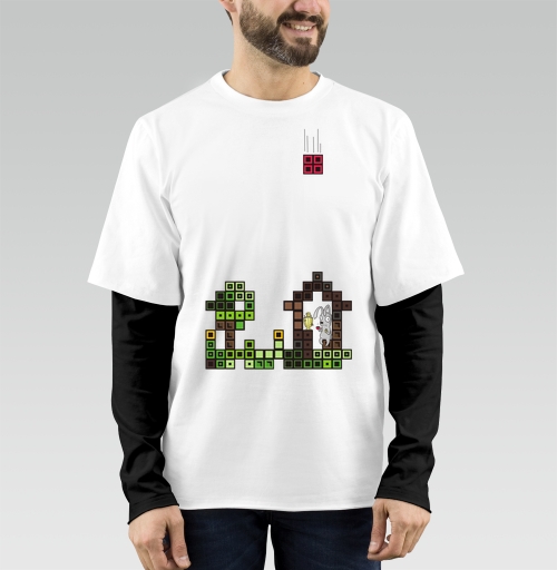 Фотография футболки Tetris Rabbit – Тетрисный кролик сохраняет уют пока весь мир рушится