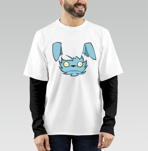 Фотография футболки Mad Blue Rabbit – Безумный голубой кролик в дикой мимике зверя