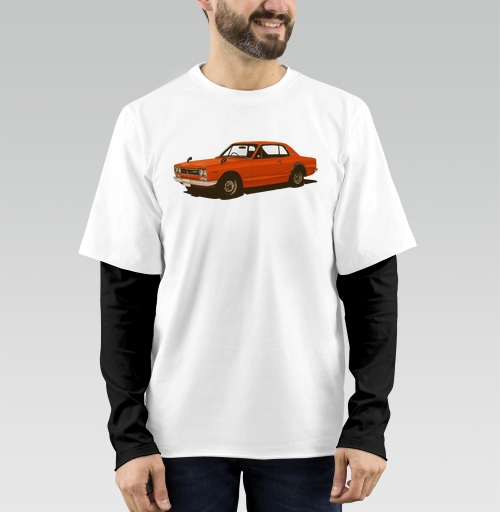 Фотография футболки Nissan Skyline GT-R Хакосука в оранжевом цвете