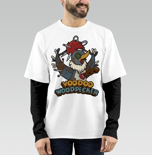 Фотография футболки Voodoo Woodpecker Вуду дятел мультяшная стилизованная иллюстрация