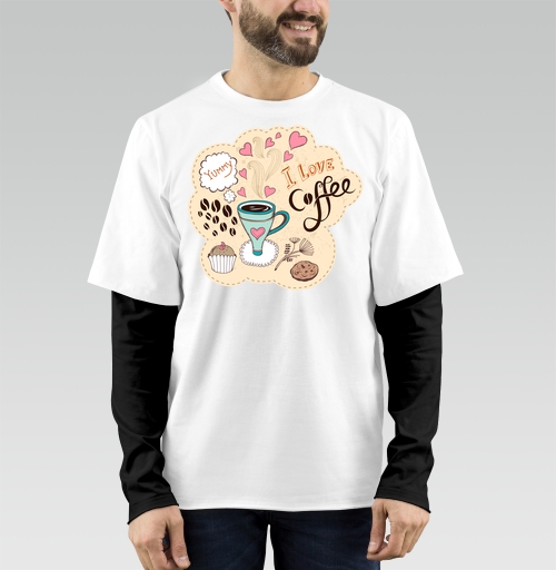Фотография футболки I love coffee / Я люблю кофе