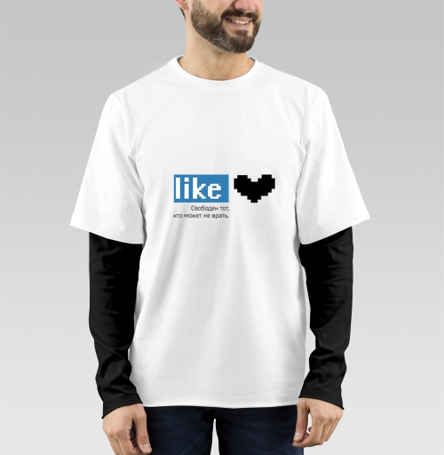 Фотография футболки Пиксельная икона Like с философским посланием