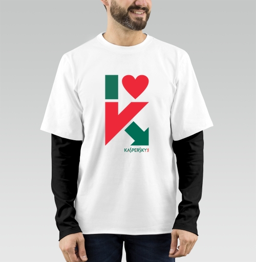 Фотография футболки Стильный логотип I love Kaspersky с сердцем и стрелкой