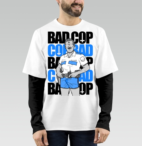 Фотография футболки Ироничный принт Bad Cop McLOVIN в стиле комикс-арт