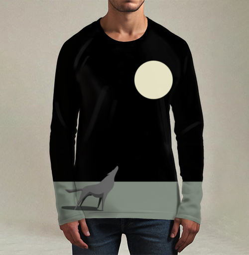 Фотография футболки Волк воет на луну