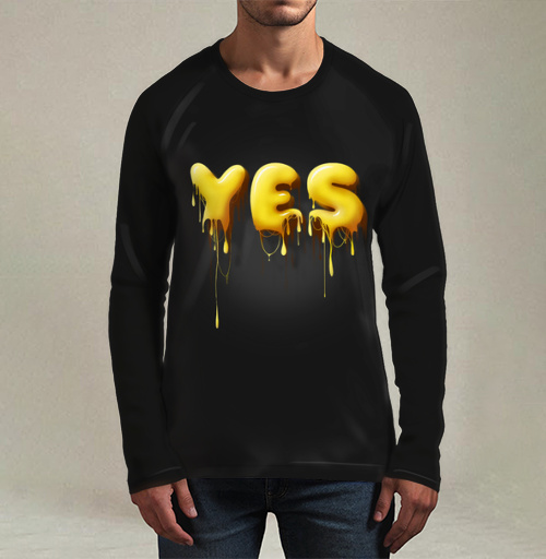 Фотография футболки Объемные желтые капающие буквы да Yes