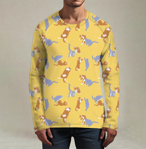 Фотография футболки Playful Pets Cats Pattern – Паттерн игры веселых котиков дизайн