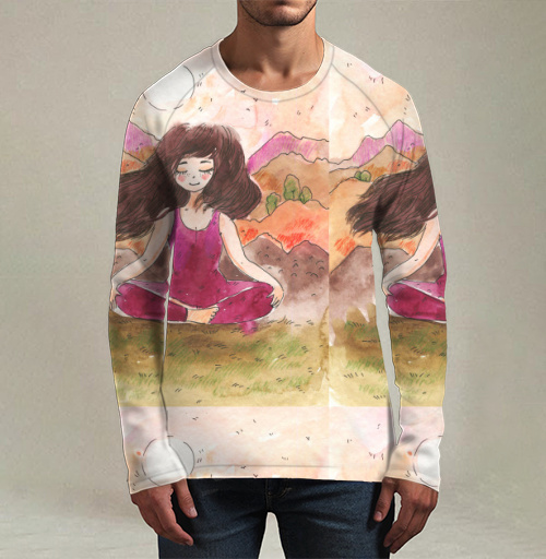 Фотография футболки Йога на рассвете в горах гармония внутреннего баланса