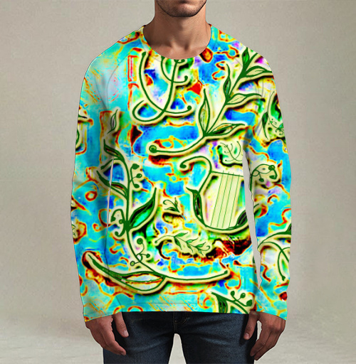 Фотография футболки Лира Лавр Зеленый Весенний Светлый насыщенный узор