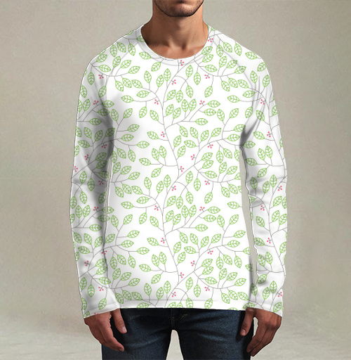 Фотография футболки Светло Зеленые Листья Ягоды Скандинавский Стиль