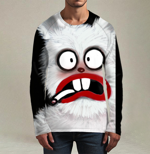 Фотография футболки Антропоморфный кролик в шоке – цифровой арт