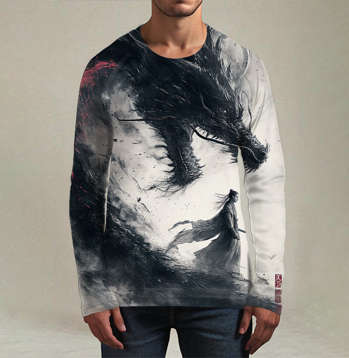 Фотография футболки Воин и дракон