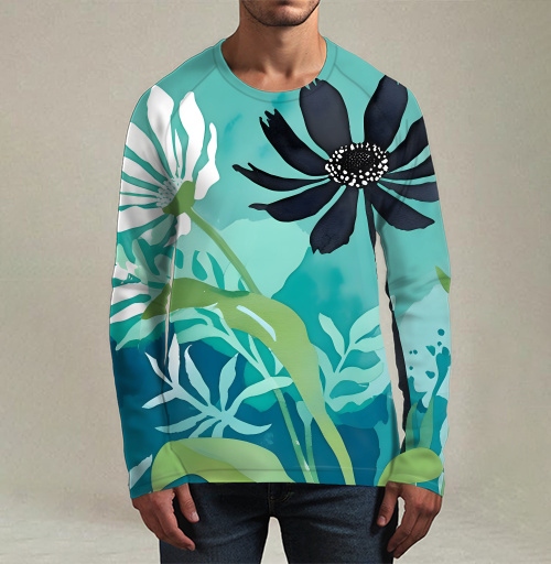 Фотография футболки Modern Teal Floral Composition / Абстрактная бирюзовая цветочная композиция