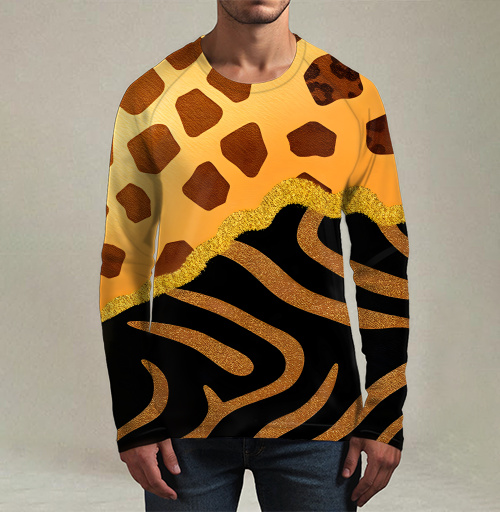 Фотография футболки Golden animal print / Золотой анималистичный паттерн зебры и жирафа