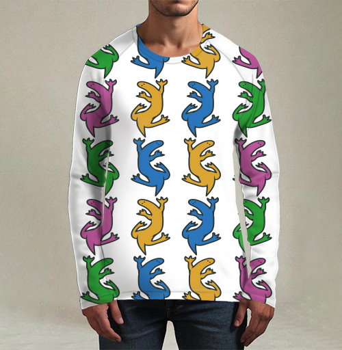 Фотография футболки Разноцветные ящерицы на сером фоне Colorful lizards on gray background