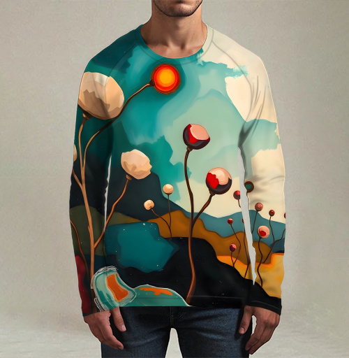 Фотография футболки Surreal Flower Garden Абстрактные цветы тянутся к сияющему теплому солнцу