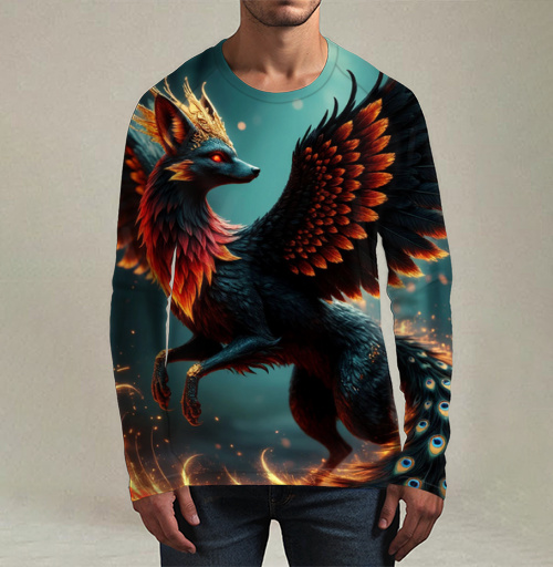 Фотография футболки Fire Fox Phoenix Hybrid – Огненная лиса феникс в лесу мистический дух природы