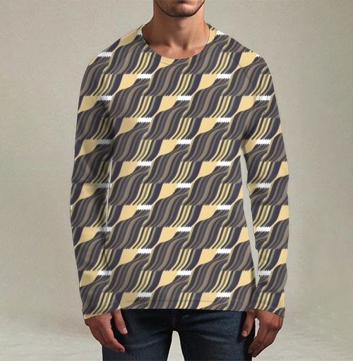 Фотография футболки Abstract wave pattern / Абстрактный орнамент бежевый угольный узор