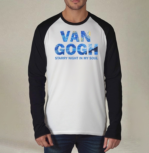 Фотография футболки Van Gogh / Ван Гог вдохновляющая типографика звездная ночь художника
