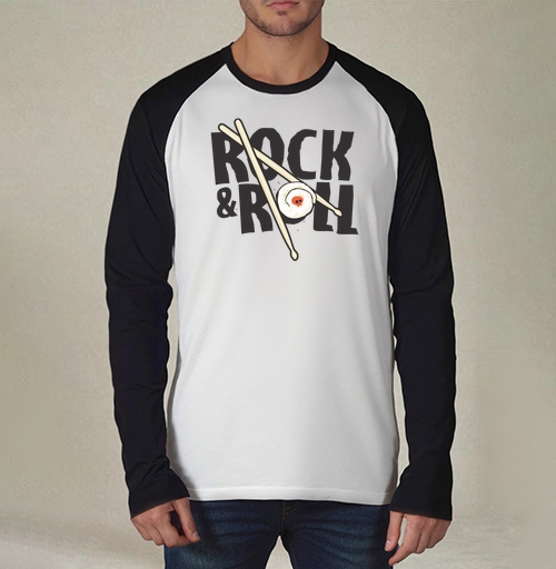 Фотография футболки Рок-н-ролльная подача суши с черепом и палочками ROCK ROLL