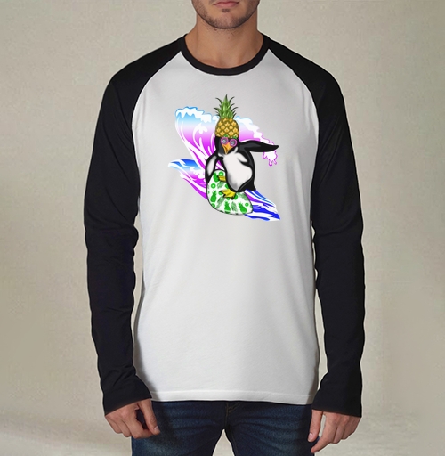 Фотография футболки Пингвин с ананасом серфингом на волне пингвин с ананасом