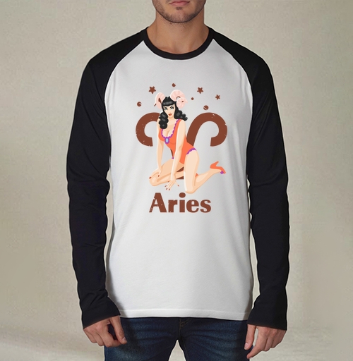Фотография футболки Пинап девушка Овен в ретро стиле Aries