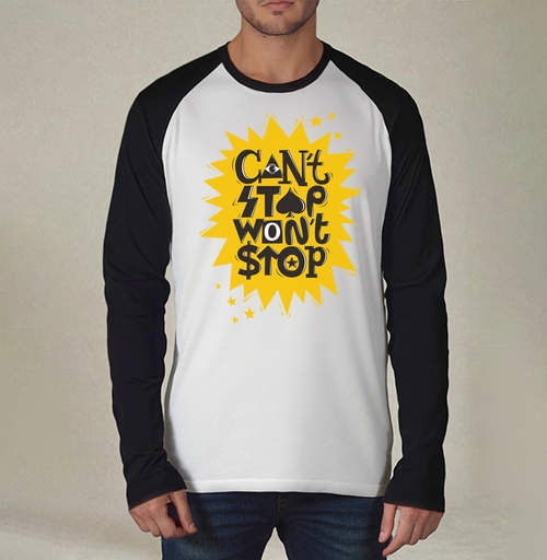 Фотография футболки Надпись Cant stop wont stop Не остановлюсь Мотивация Типографика Успех