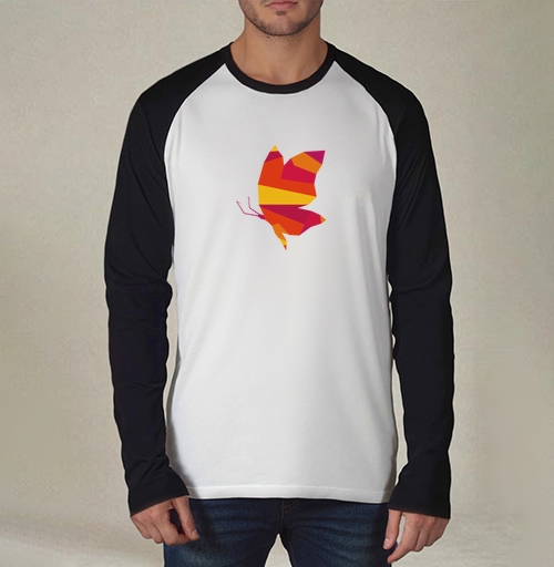Фотография футболки Красно оранжевая бабочка лоскутное креативное решение