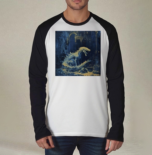 Фотография футболки Белый дракон сидит среди древних руин величественного храма