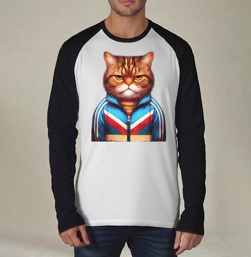 Фотография футболки Хмурый кот в спортивном костюме