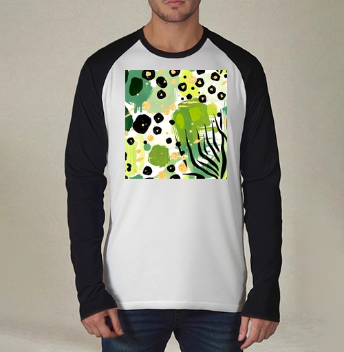Фотография футболки Яркие зеленые джунгли золотая абстракция Abstract tropical jungle