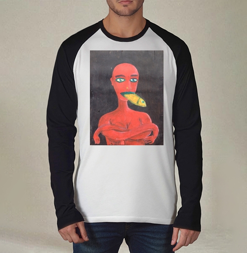 Фотография футболки Red woman with a fish in his mouth