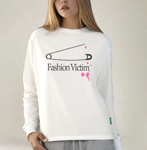 Фотография футболки Белая английская булавка c розовыми пятнами Fashion Victim