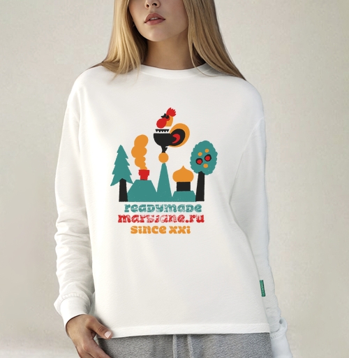 Фотография футболки Русская деревня с петухом и храмом since xxi
