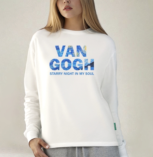 Фотография футболки Van Gogh / Ван Гог вдохновляющая типографика звездная ночь художника
