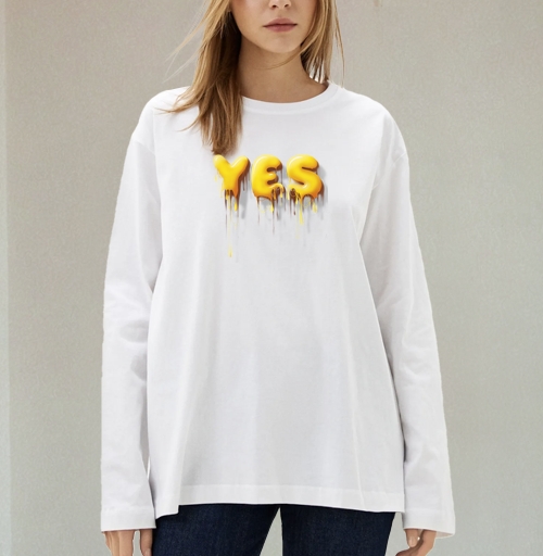 Фотография футболки Объемные желтые капающие буквы да Yes