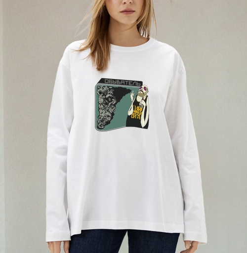 Фотография футболки Обрывки лица и дым над бутылкой обычателя