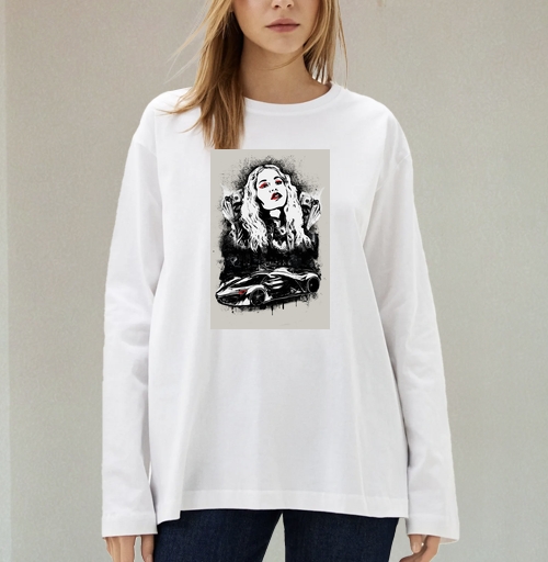 Фотография футболки Женская сила красные акценты спортивный автомобиль