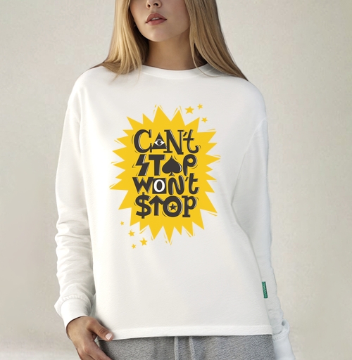 Фотография футболки Надпись Cant stop wont stop Не остановлюсь Мотивация Типографика Успех