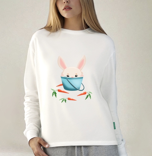 Фотография футболки Милый кролик в ведерке — kawaii иллюстрация