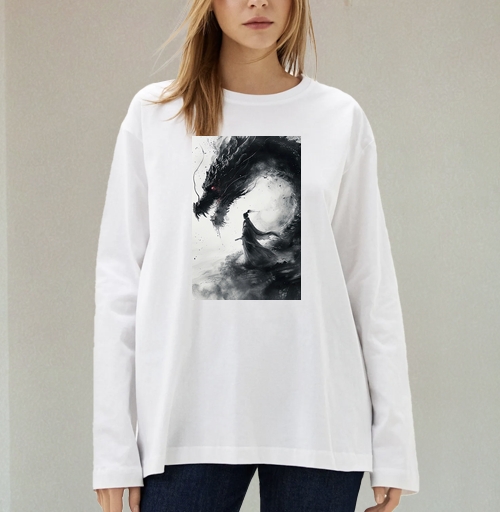 Фотография футболки Самурай против дракона сила духа навсегда