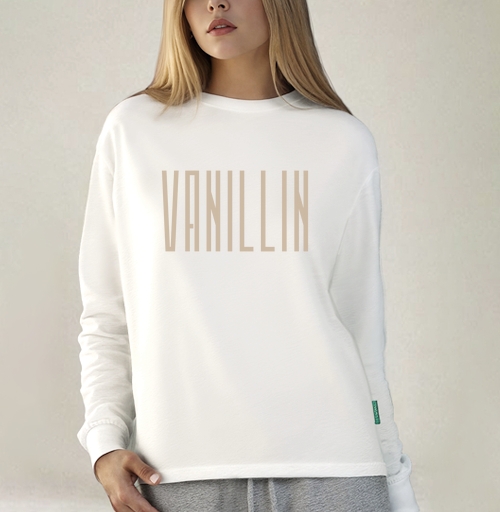 Фотография футболки Vanillin - Ванилин / Стильный бежевый высокий шрифт на сером фоне
