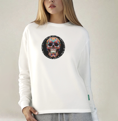 Фотография футболки Floral Skull - Цветочный мексиканский череп яркий красочный декор