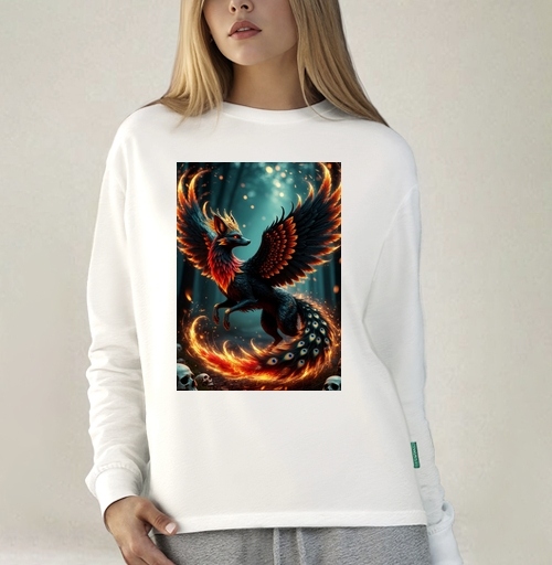 Фотография футболки Fire Fox Phoenix Hybrid – Огненная лиса феникс в лесу мистический дух природы