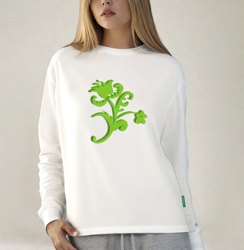 Фотография футболки Green 3D flower / Зеленый объемный цветок современном стиле фольклора